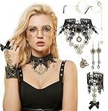 【Design Gothique Steampunk】 Cet ensemble collier ras-de-cou en dentelle gothique associe des engrenages vintage et de la dentelle noire, dégageant un charme rétro steampunk captivant. Avec cette pièce élégante et envoûtante, vous êtes assurée de faire sensation lors de toute soirée ou banquet steampunk.