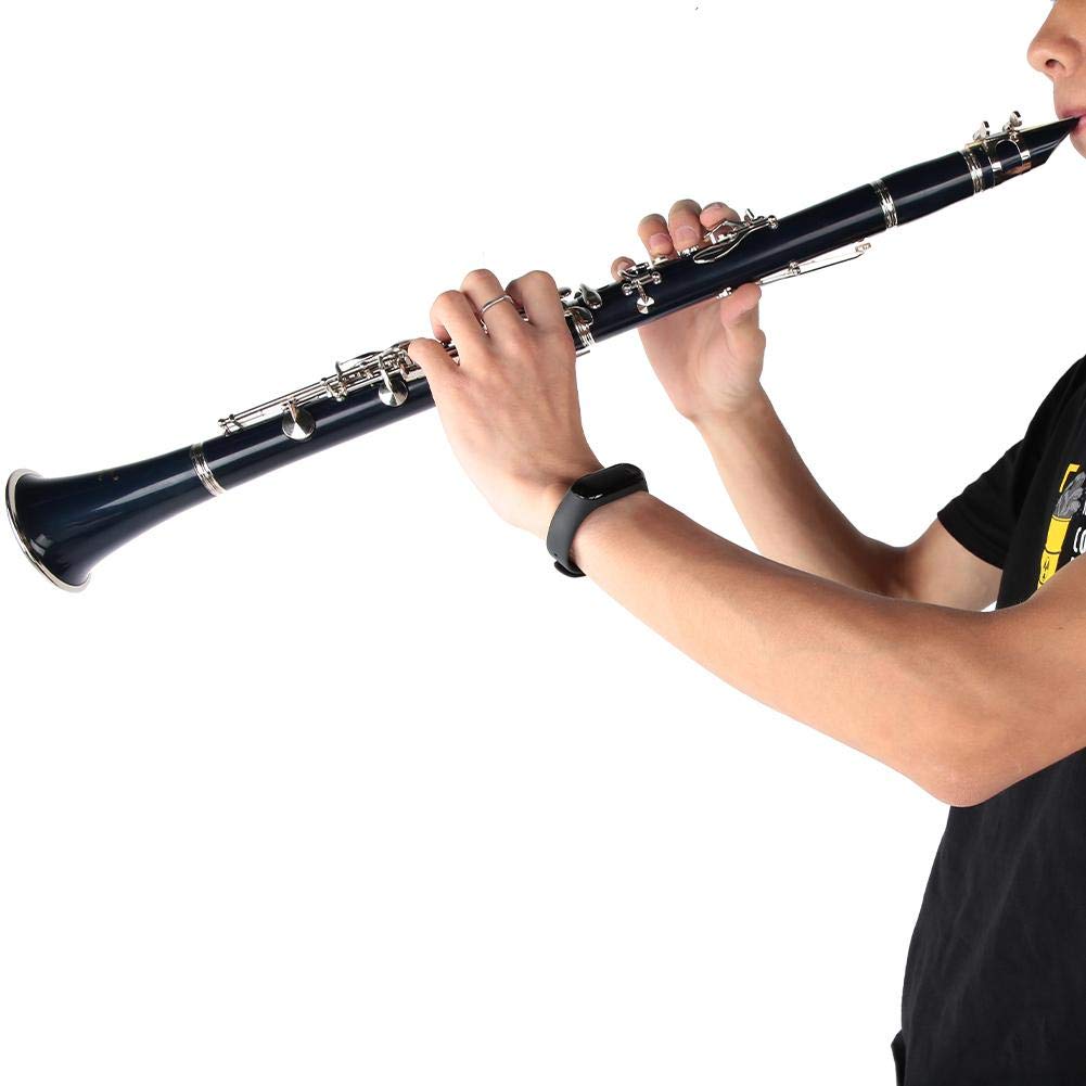Clarinete de Tubo de baquelita BB 17 Teclas Clarinete con Juego de Botones de niquelado(Mazarine; # 1) Instrumento de Viento