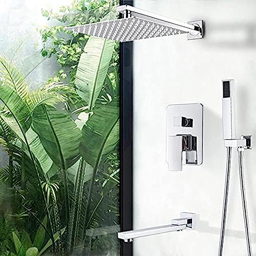 Colonne de douche anti-calcaire 12 pouces avec mitigeur de baignoire mural pour toute la famille