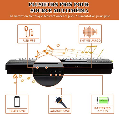 COSTWAY Clavier Piano Electrique 61 Touches avec Stand,Microphone,Ecran,Haut-parleur Amplificateur 300 Sons, 300 Rythmes… - Les Beatles, Paul McCartney, John Lennon, RIngo Starr, George Harrison COSTWAY Clavier Piano Electrique 61 Touches avec Stand,Microphone,Ecran,Haut-parleur Amplificateur 300 Sons, 300 Rythmes… – Image 3