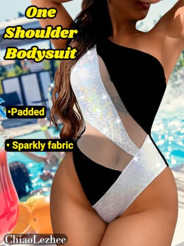 Sexy Metallic Bathing Suit, One Shoulder High Leg, Size Runs Small2