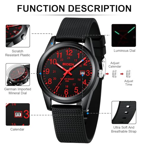 Image of LN LENQIN Mens Watches Analog Quartz Sports Unisex 30M Waterproof Nurse Watch for Men Women Medical Professionals Military Time with Second Hand Glowing Easy to Read Dial