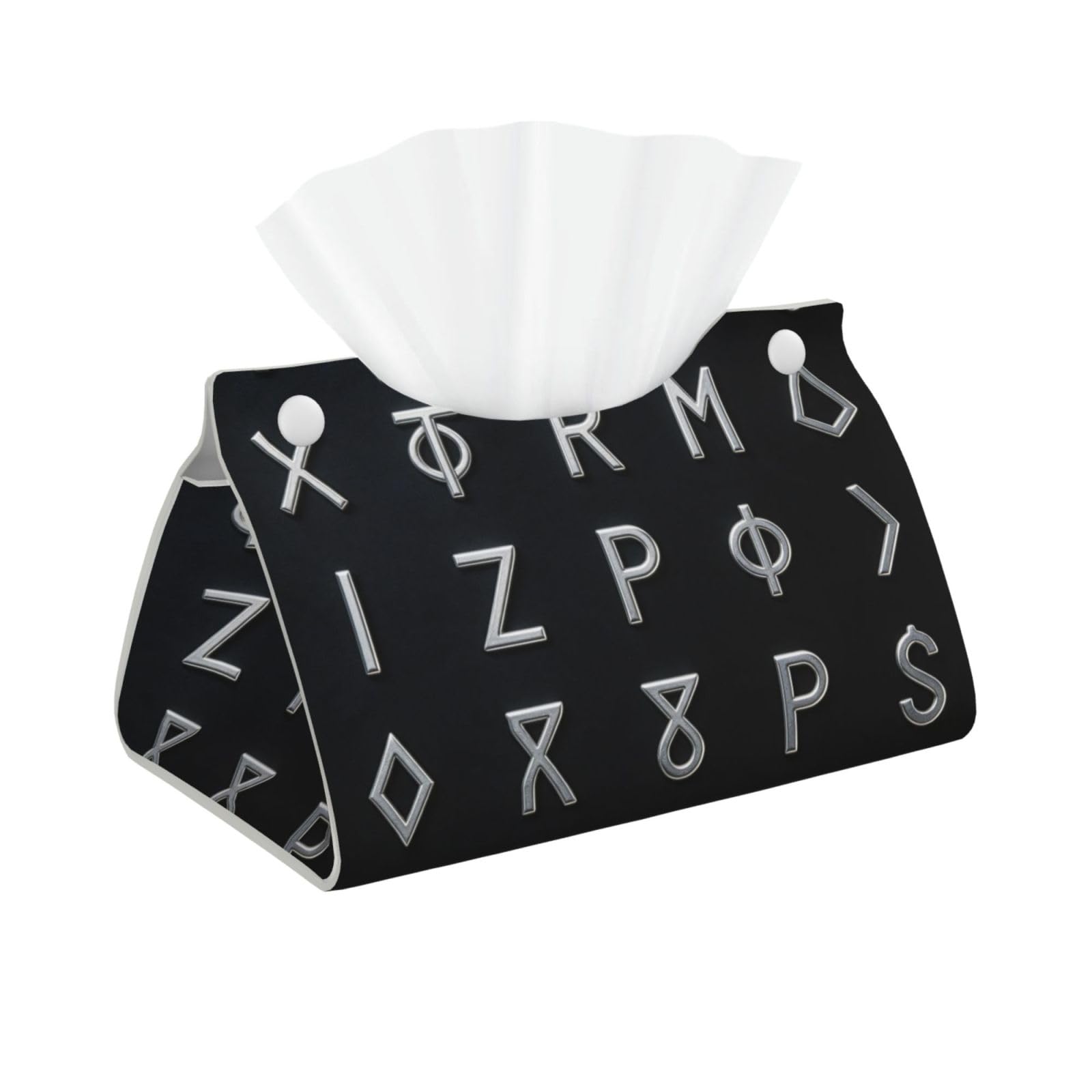 Rune Symbol Long Leather Tissue Box Cover-Waterproof PU Leather Tissue Holder for Bathroom, Decorative Rectangular Tissue Case