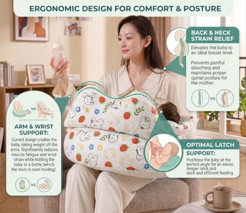 Image of Proliva Feeding Pillow for New Born Baby with Detachable Cover Breast Feeding & Maternity Nursing Pillow for Breastfeeding Support for Baby Feeding Pillow for Mom