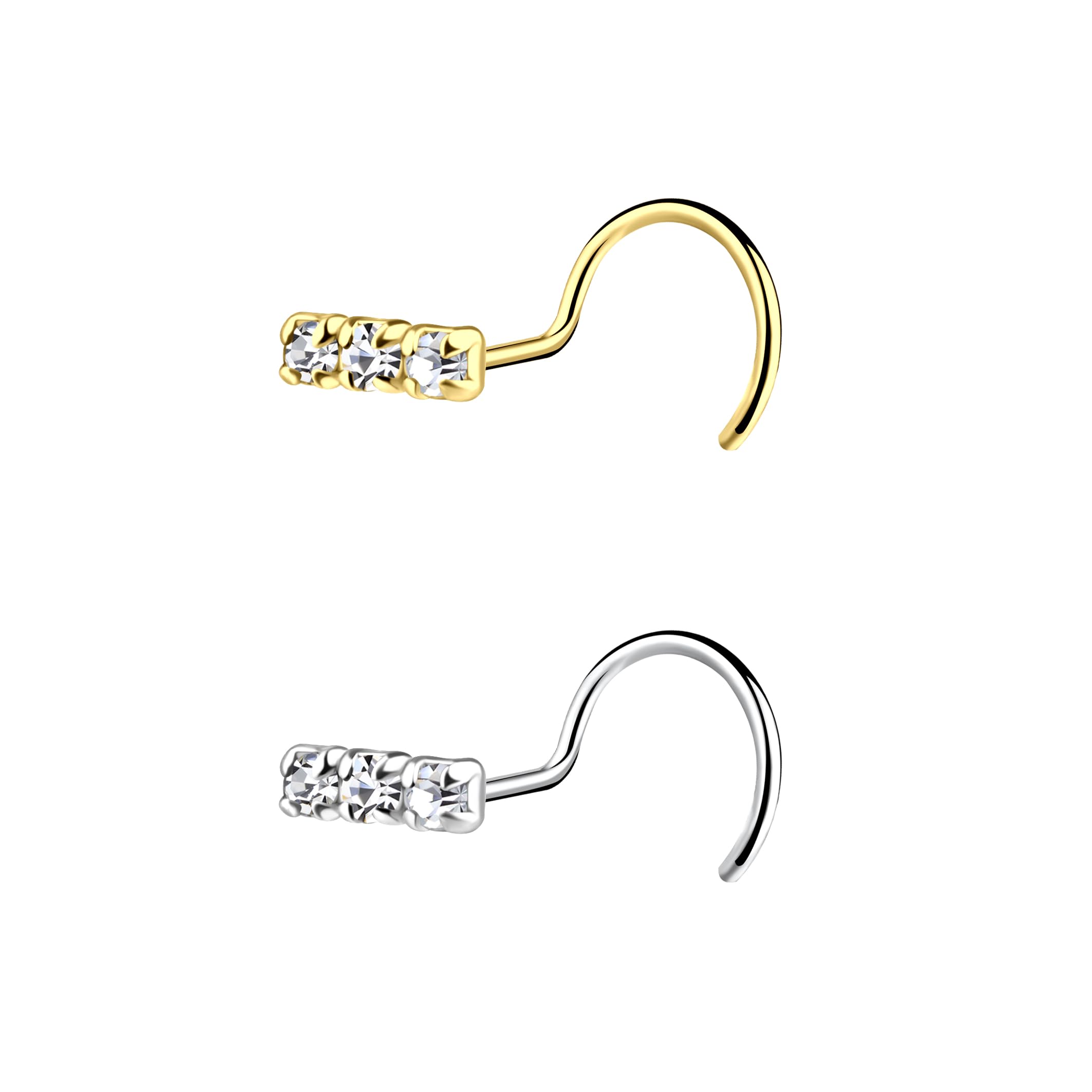 via mazzini 92.5-925 Sterling Silver 'GlowStrip' Silver And Gold Plated Nose Pins for Women and Girls (NR05064) 2 Pcs-picture-37
