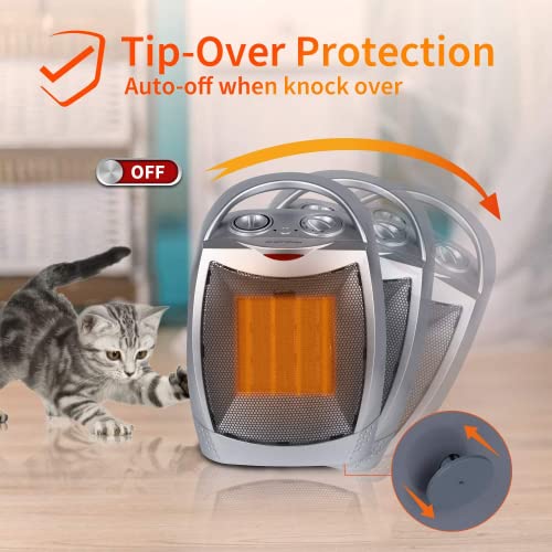 Brightown Portable Electric Space Heater, 1500W Energy Efficient Ceramic Heater with Overheat & Tip-over Protection, Thermostat & 3 Modes, Silent Space Heater for Room Home Bedroom Office Desk - Image 3
