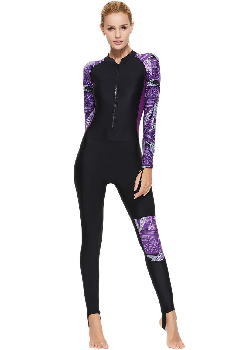 Akaeys Women's Full Body Swimsuit Rash Guard One Piece Long Sleeve Long Leg Swimwear with UV Sun Protection