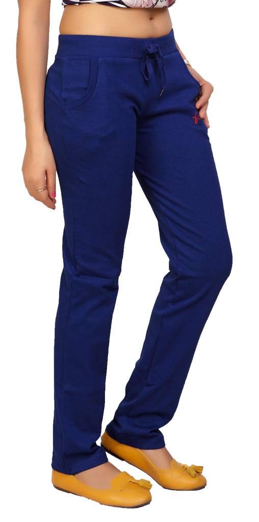 FILMAX® Originals Women Cotton Lycra Rib Solid Sports Walking Gym Yoga Joggers Workout Lower Multipurpose Track Pant (FX1-5101_Royal Blue_3XL) 1