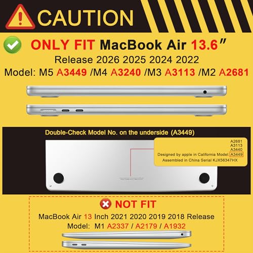 Image of MEEgoodo Case for M5 /M4 /M3 /M2 MacBook Air 13 inch 2026 2025 2024 2022, Fit Model A3449 /A3240 /A3113 /A2681, Case Compatible with MacBook Air 13.6-inch, White Polka Dots & Midnight Green