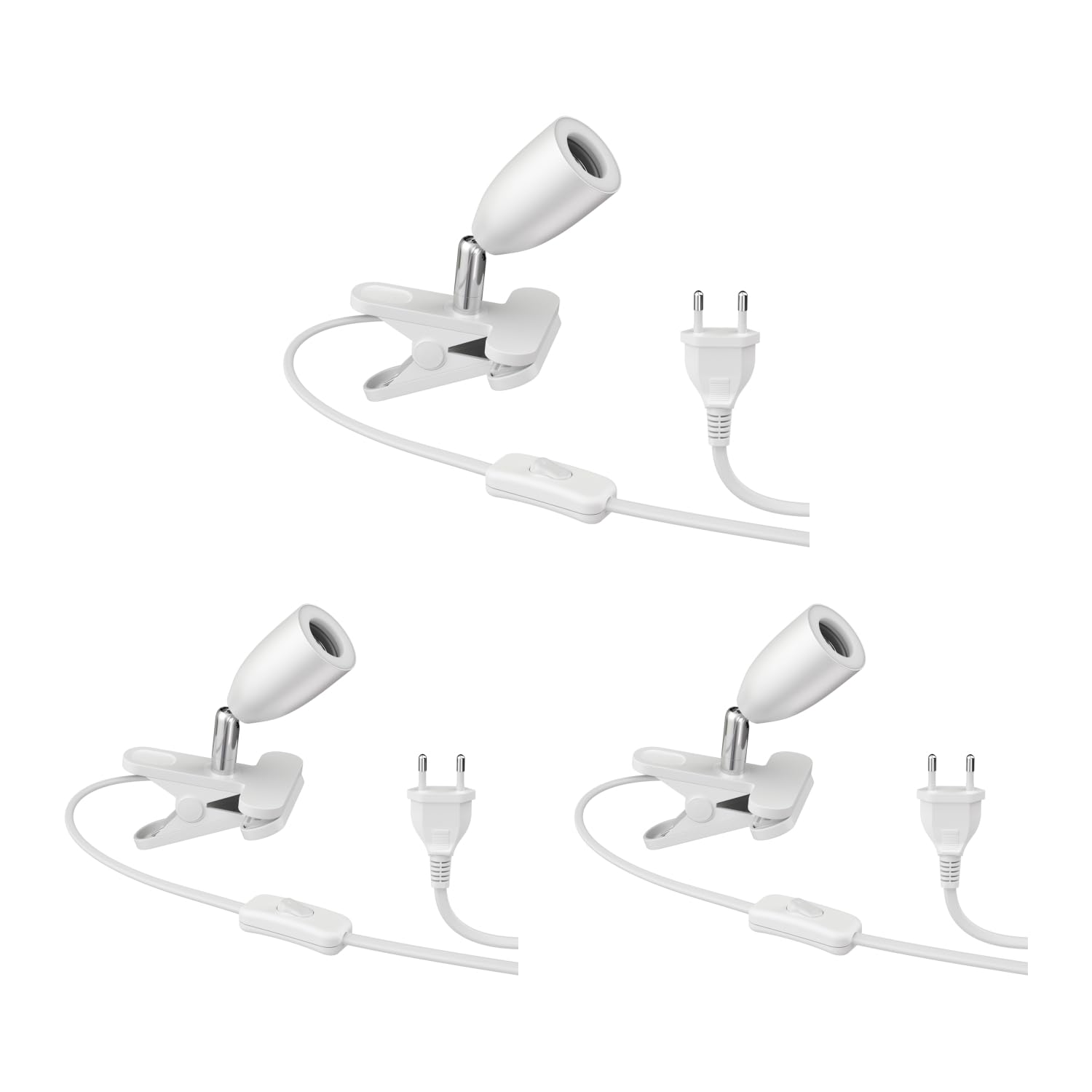ledscom.de 3x lampe à pince LIK, blanc mat, 1x E27 max. 60W