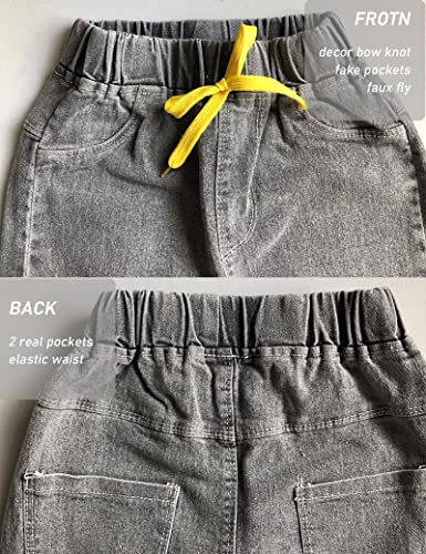 Kiench Girls Straight Jeans Distressed Ripped Hole Denim Pants Elastic Waist Pockets4