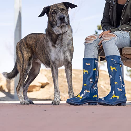 Norty Women's Hurricane Wellie Rain Boots - High-Calf Length - Glossy Matte Waterproof Rubber Shoes - Yellow Size 9 #TOP5