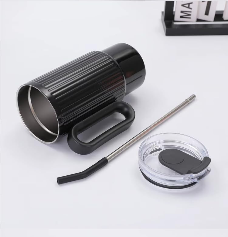 Image of HomeCloud Insulated Coffee Tumbler with Lid - Double Wall Travel Mug for Hot & Cold Drinks, Leak-Proof, Durable, Portable, Stylish Stainless Steel Design (Black)