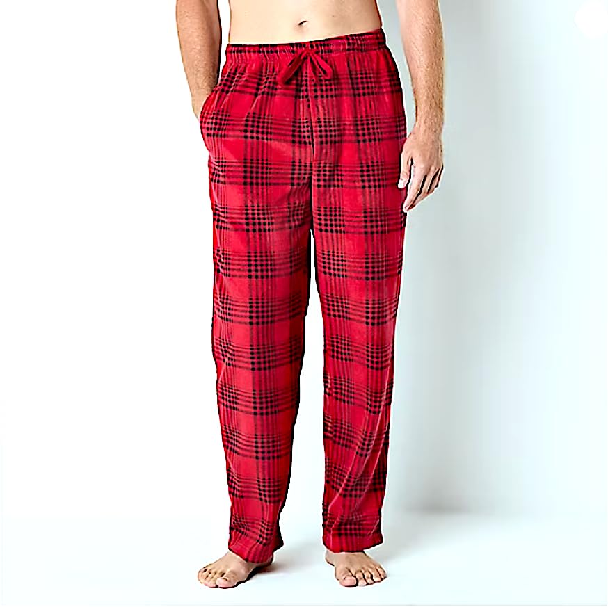 St. John's Bay Men's 1 or 2-Pack 100% Polyester Lightweight Microfleece Elastic-Waist Pajama Bottoms, 2 Side Slip Pockets4