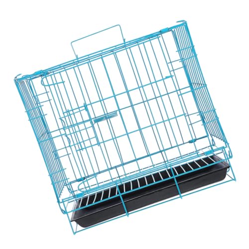 PENIKOKO Gabbia Portatile per Gatti e Conigli in Ferro Verniciato Blu con Vassoio Trasportino Traspirante e Sicuro per Viaggi e Attività all Aperto