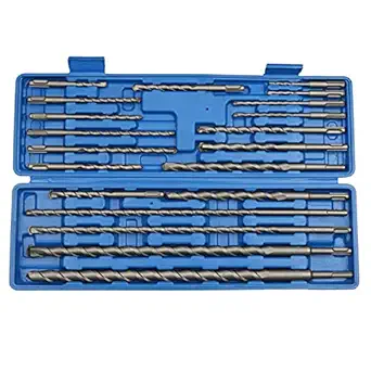Rotary Hammer Drill Bit, 20pcs High Hardness Wear Resistance Electric Hammer Drill Bit Set with Box for Stone for Brick Wall for Concrete