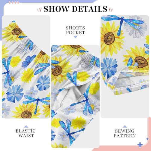 Dragonfly Daisy Watercolor Boys Long Pants Soft Trousers Elastic Waist Kids Lounge Bottoms with Pockets S-XL4