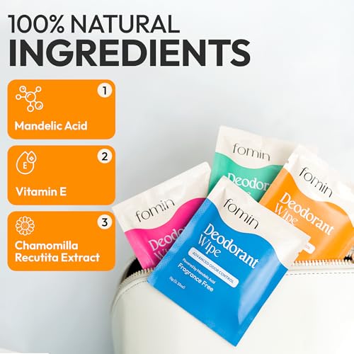 Image of FOMIN Acidified Deodorant Wipes for Women & Men - 50 Count Citrus Harmony
