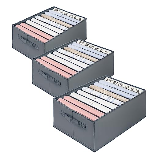 kiximay Organizador Armario 3 pcs Organizador Cajones Plegable, Organizador Armario Ropa para Almacenar Jeans Pantalones, Suéter, Organizador Camisetas 9 cuadrículas 32cm*25cm*17cm