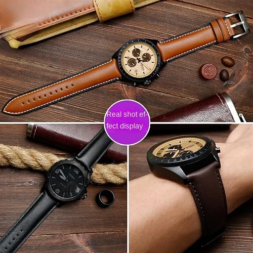 Correa de piel genuina flexible de 20mm para reloj 2453 4