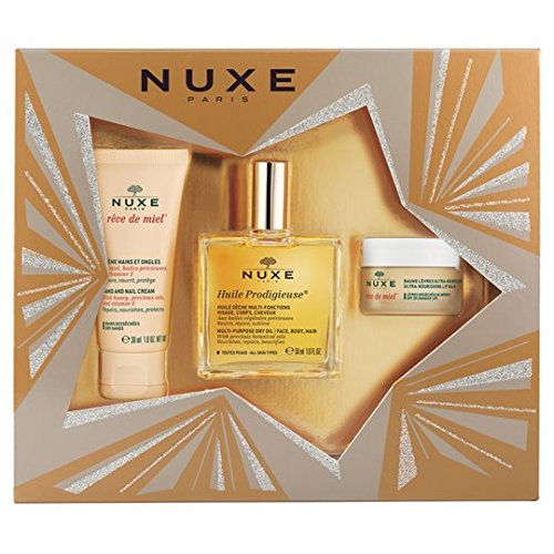 Gifts & Sets by Nuxe Huile Prodigieuse 50ml, Reve de Miel Ultra Nourishing Lip Balm 15g & Reve de Miel Hand and Nail Cream 30ml