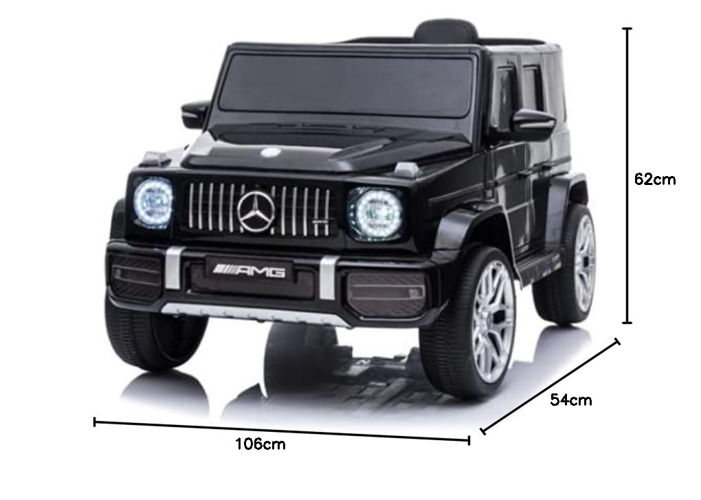 FINOOS Mercedes G63 AMG auto elettrica per bambini con telecomando, sedile in pelle, nero