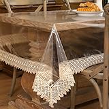 Walrus Clear Vinyl Tablecloth Protector Waterproof/Oil-Proof Plastic Square Transparent Sheet Table Cover (54X102 Inch)
