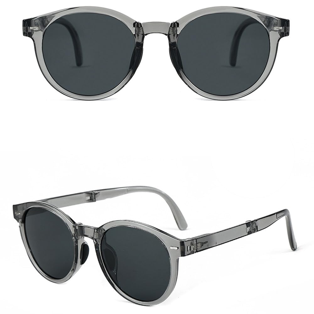 składane okulary przeciwsłoneczne retro damskie okrągłe okulary przeciwsłoneczne spolaryzowane męskie uv400 szare brązowe unisex akcesoria męskie