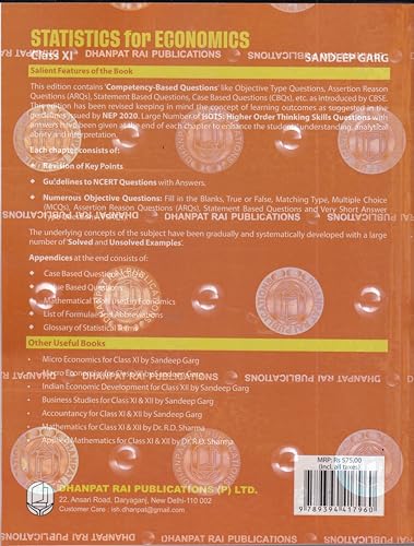 Image of Statistics For Economics Class 11 - CBSE By Sandeep Garg (Examination 2026-27)