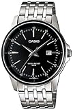 Casio Men's Core MTP1344AD-1A1V Silver Stainless-Steel Quartz Watch with Black Dial