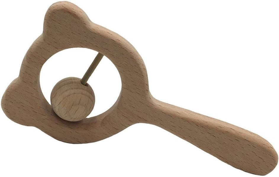 Gaddrt Baby Nursiing Toy Gift Natural Beech Wood Teething Rattle Chewable Teether