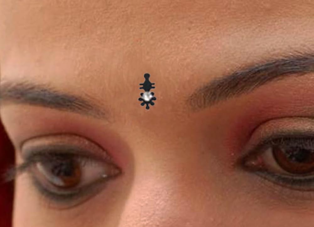 KULIA® Bindi neri di design (adesivi/tattoo) – Stile Tikka, forma allungata a puntini Accessori di bellezza per viso e sposa, ideali per Puja Gemme e gioielli per il viso in varie forme e dimensioni