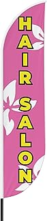 Hair Salon Sign feather flag for Outdoor by Mavis Print | 11.5 FEET Long Polyester Outdoor Banner Flag for Easy Hang | HD Print Swooper I Flag Only for Salon Advertising | Made in USA I Flag Only