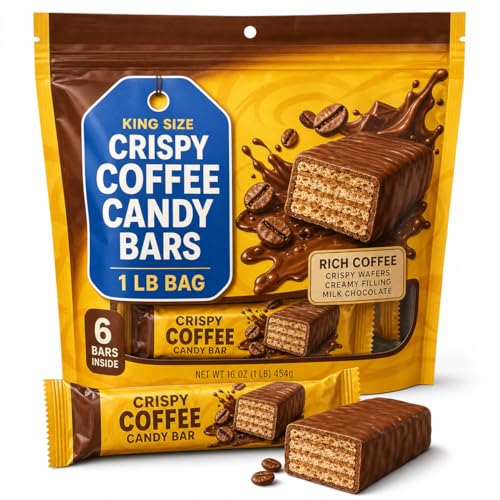 King Size Crispy Coffee Candy Bars, 2.64 oz Each, Pack of 6, 1 Pound Bag image 5