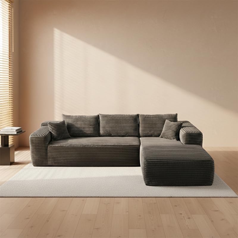 Brand Name Modern L Shape Sofa, Cloud Style Sectional Couch for Living Room, Comfortable Deep Seat Corner Sofa with Soft Fabric, Large Sofa Set Furniture for Home (dark gray)