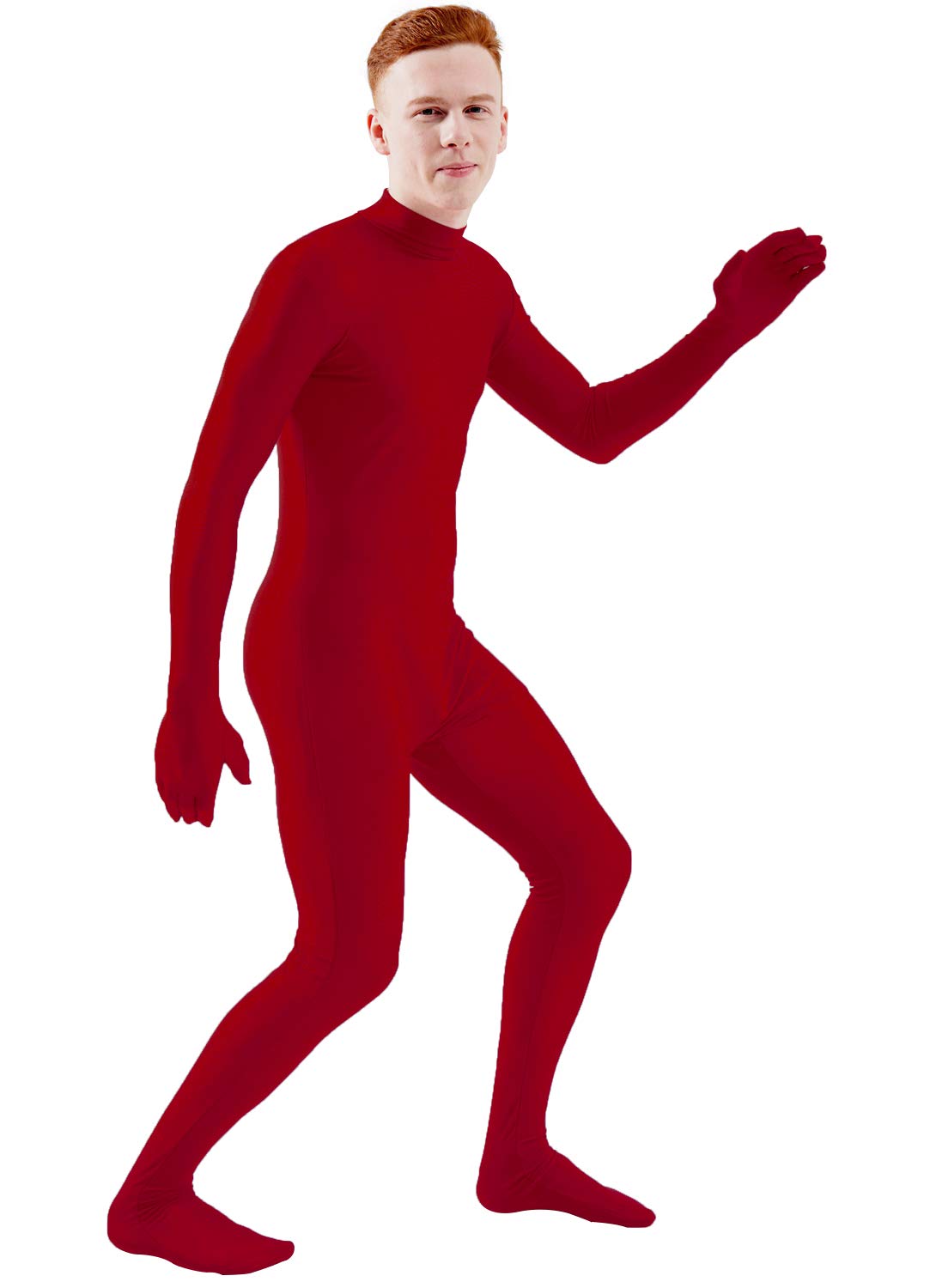 Ensnovo Mens Mock Neck Full Body Unitard Spandex Zentai Suits Costumes