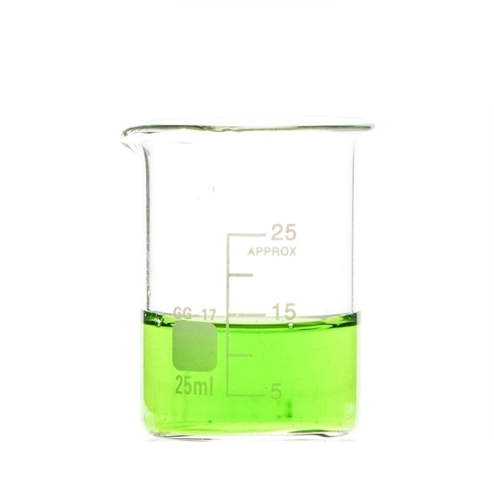 25 ml Szklany kubek z przezroczystym oznaczeniem skali Szkło borokrzemowe żaroodporne pogrubione szkło o niskim kształcie laboratoryjny kubek z miarką - opakowanie 20 szt. (kolor: przezroczysty