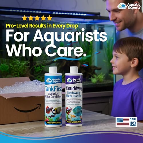 Image of Aquatic Experts Aquarium Water Care Bundle - TankFirst Water Conditioner + KloudAway Water Clarifier, Freshwater Fish Tank Treatment Set, 500 mL Each