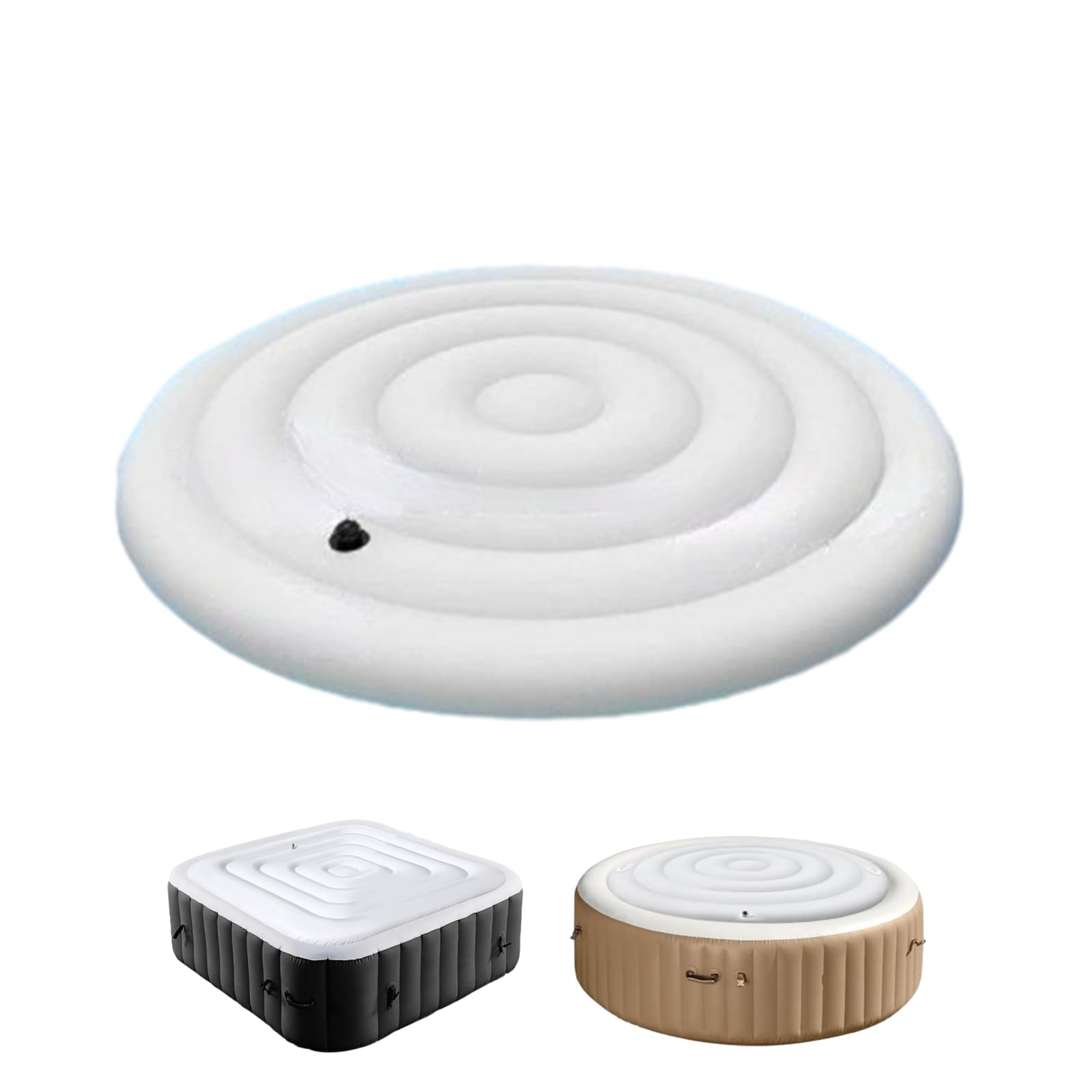 Couverture De Spa Gonflable 145 Cm – Couvercle Isotherme PVC Rond Avec Poignées – Protection Anti-Poussière Et Thermique