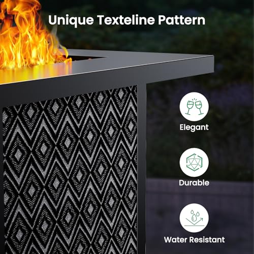 Image of Ciays Propane Fire Pit, 28 inch Gas Fire Table with Texteline Pattern, 50,000 BTU Steel Fire Table for Patio, Garden, & Backyard, 2-in-1 Gas Fire Pit with Removable Lid, CSA-Certified, Black