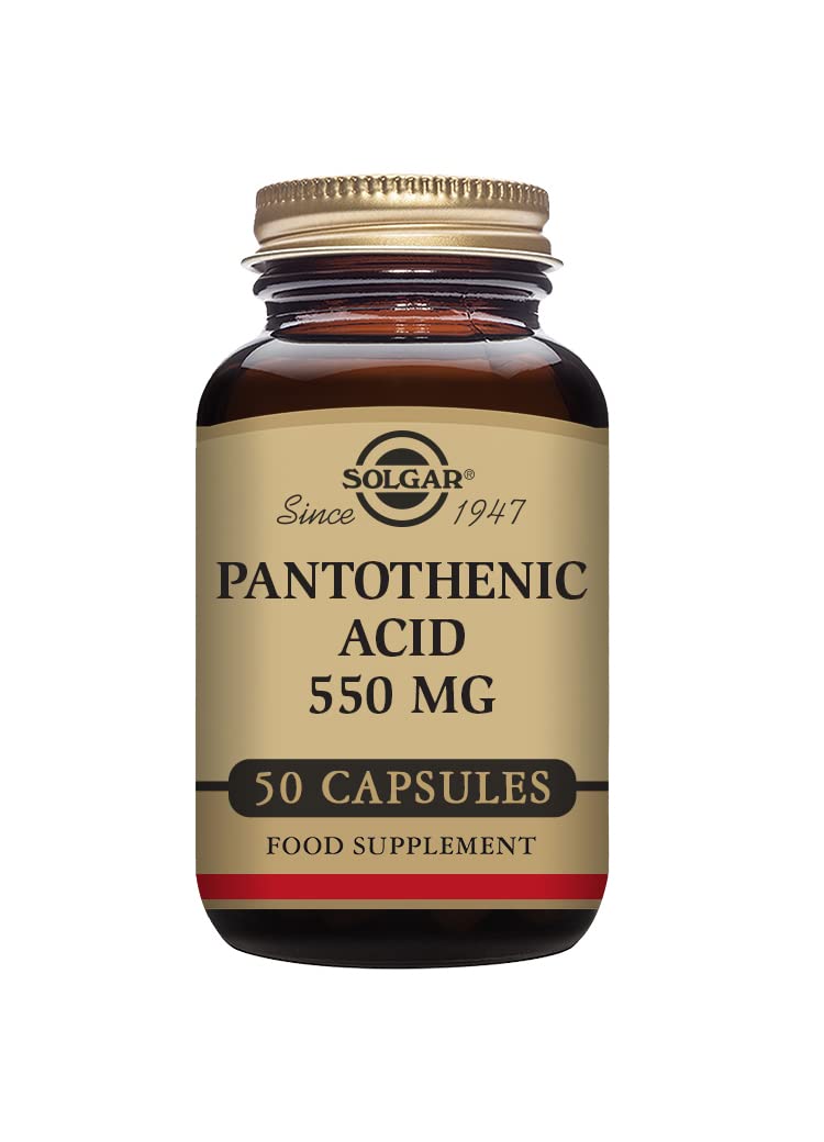 Solgar Pantothenic Acid 550 mg Vegetable Capsules - Pack of 50 - Reduces Tiredness and Fatigue - for Daily Use - Vegan and Gluten Free