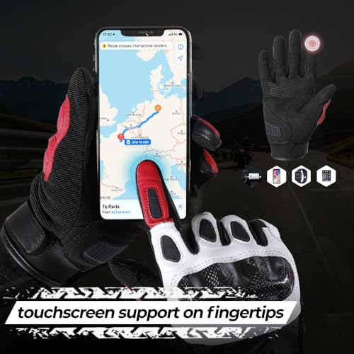 Image of WTACTFUL Goatskin Carbon Motorcycle Gloves, Touchscreen Men Women