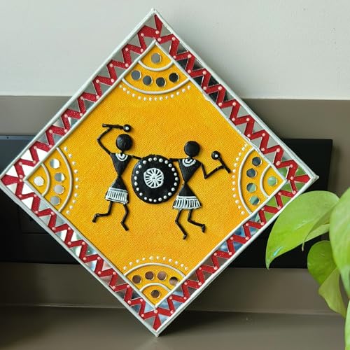 Image of Hobby Nest Hobbynest DIY Lippan Art Kit | Mud Mirror Art Craft Kit | Warli Tribal Design Wall Decor | Handmade Art Kit for Beginners, Kids & Adults (DIY Lippan Art kit Warli Set)
