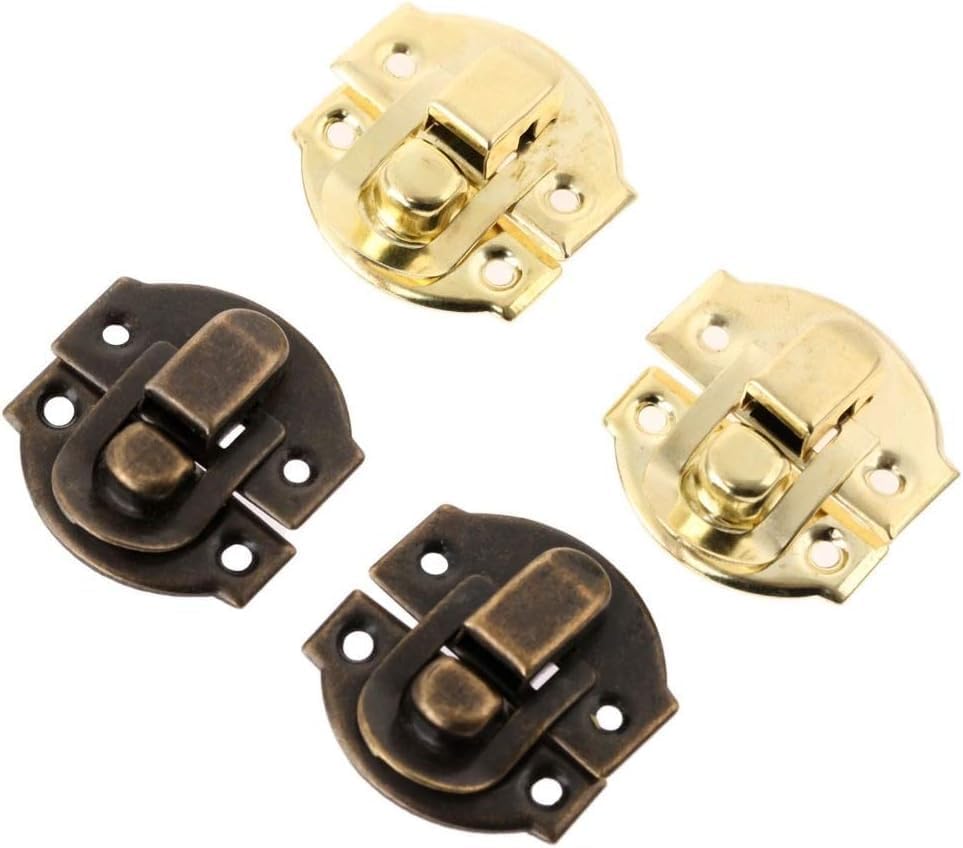 Box Hasps,Hasp,Lock Catch,Suitcase Buck,Toolbox Buckle,10Pcs Antique Gold Box Hasps Iron Lock Catch Latches for Jewelry Chest Box Suitcase Buckle Clip Clasp Vintage Hardware 27 * 29mm,(Gold)