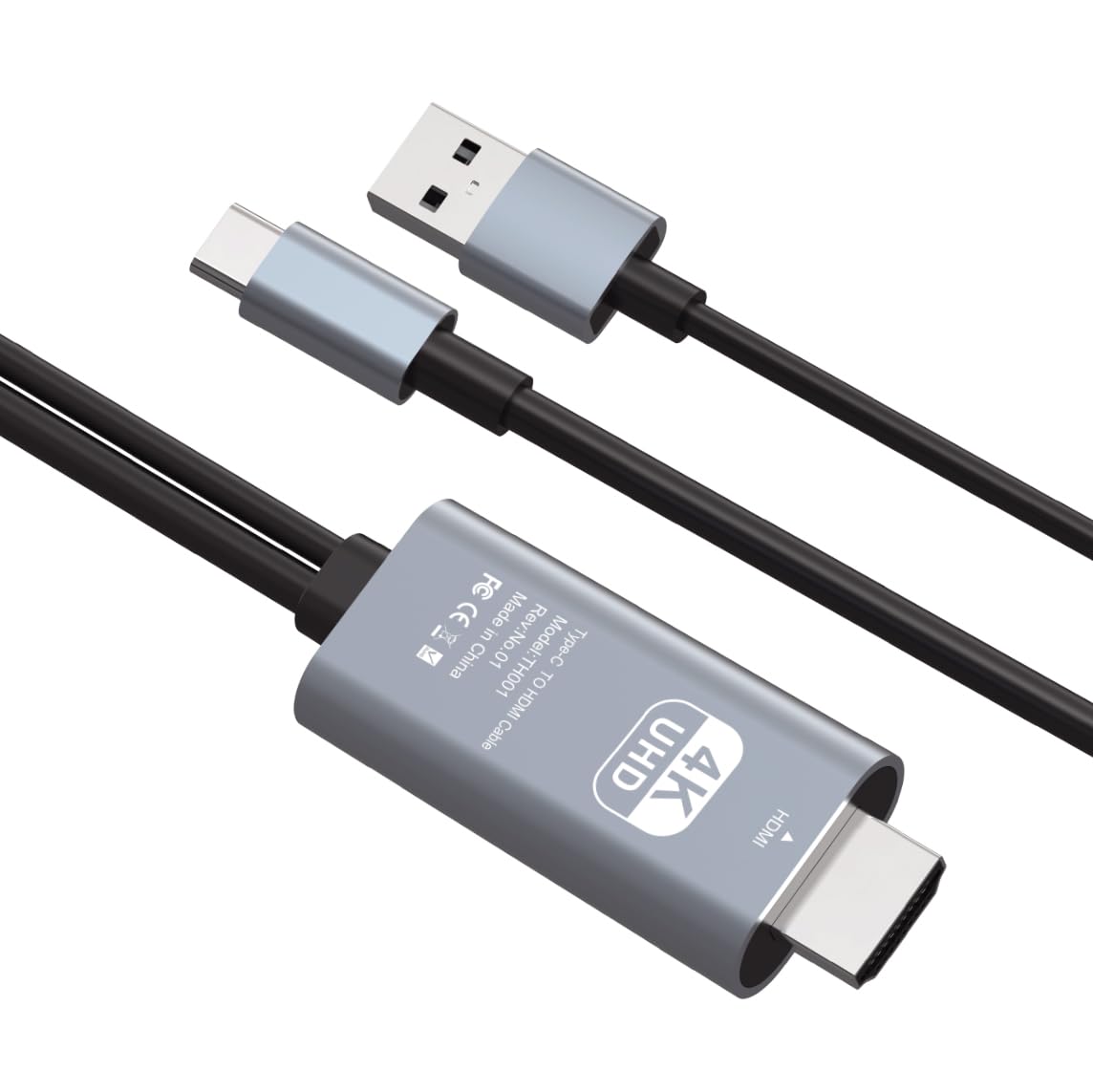 【充電しながら投影】USB C HDMIケーブル 4K@60Hz USB-A給電 タイプc hdmi 変換 hdmi type-c iphone17/16/15シリーズ/MacBook/Pro/Air シリーズ/Galaxy S20シリーズ/S10/S9 /iPad Pro/Air/Mini 2021/Xperia5Ⅱ/10Ⅲ/等に対応 ipadテレビ接続ケーブル 可安定動作保証 2M