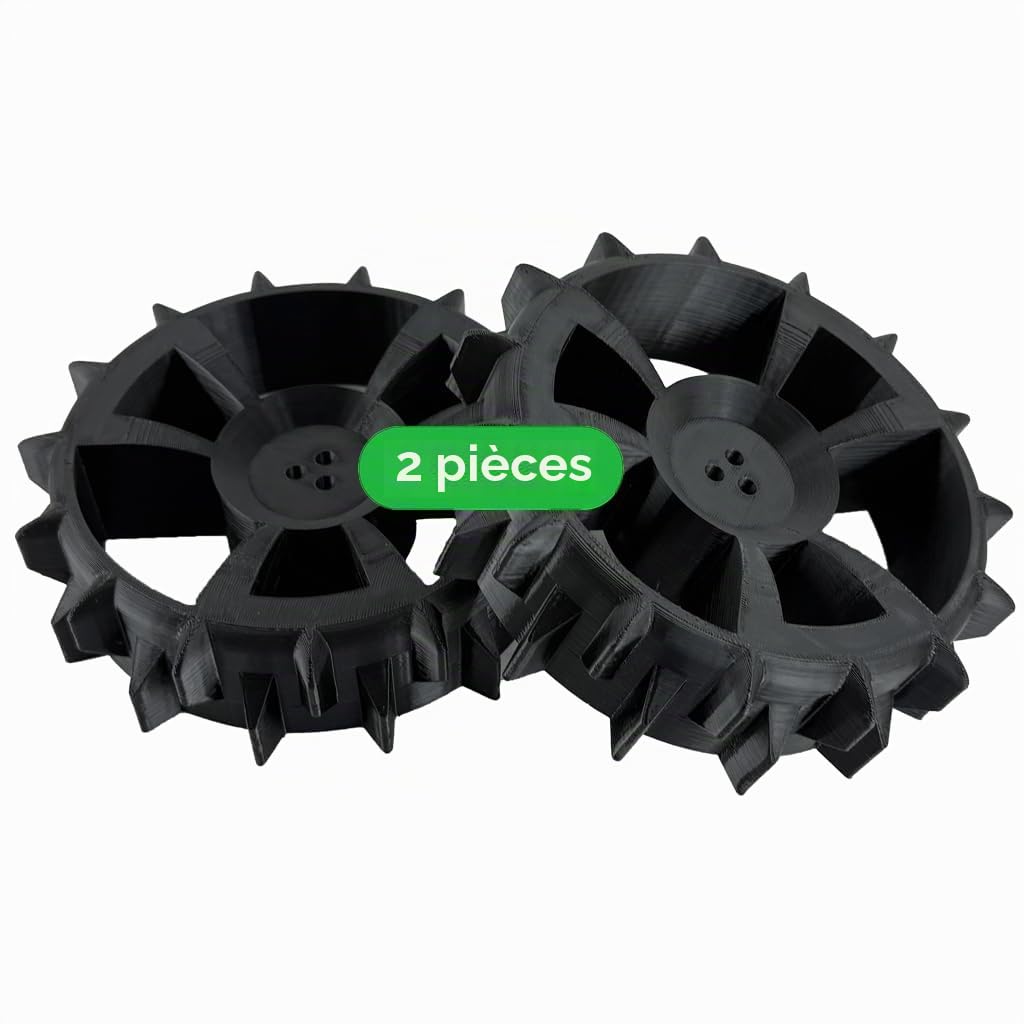 2x Roue motrice de rechange pour Bosch Indego 300, 350, 400, 500, 700 robot tondeuse Tout-terrain Robuste avec crampons pour terrain accidenté et tout-terrain
