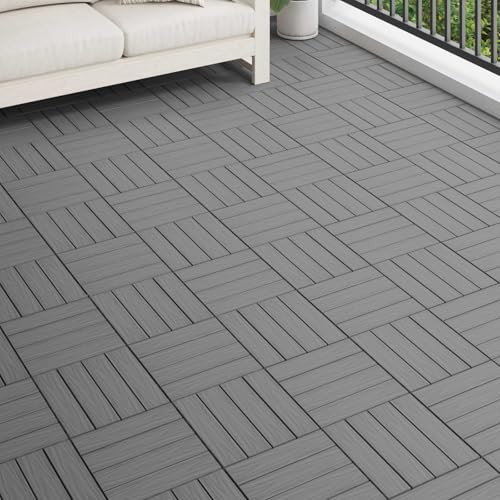 Carreau de terrasse WPC gris 30x30 dalle extérieure jardin