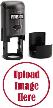 Infusion Custom Logo Round Self-Inking Rubber Stamp 1" Diameter, Crimson