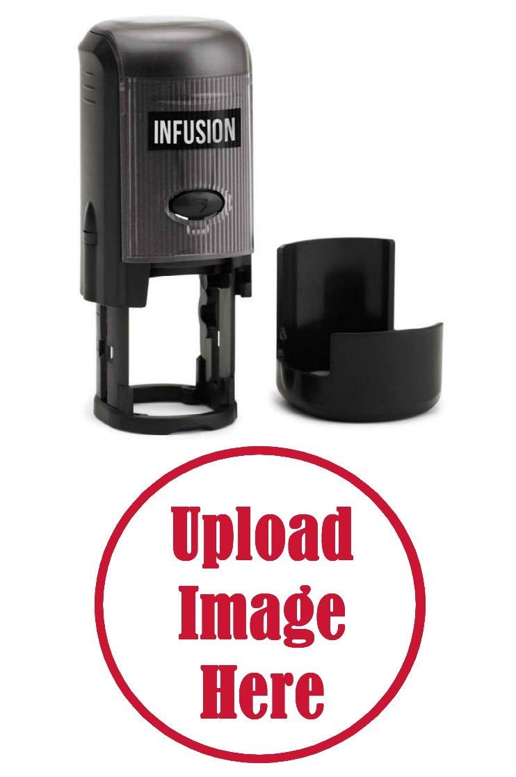 Infusion Custom Logo Round Self-Inking Rubber Stamp (1" Diameter), Crimson