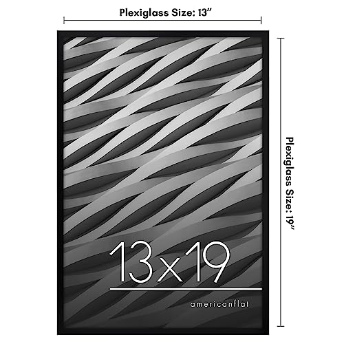Americanflat 13x19 Picture Frame with Polished Plexiglass - Streamline Collection - Thin Border Picture Frame for Wall Display - Hanging Hardware Included - Black